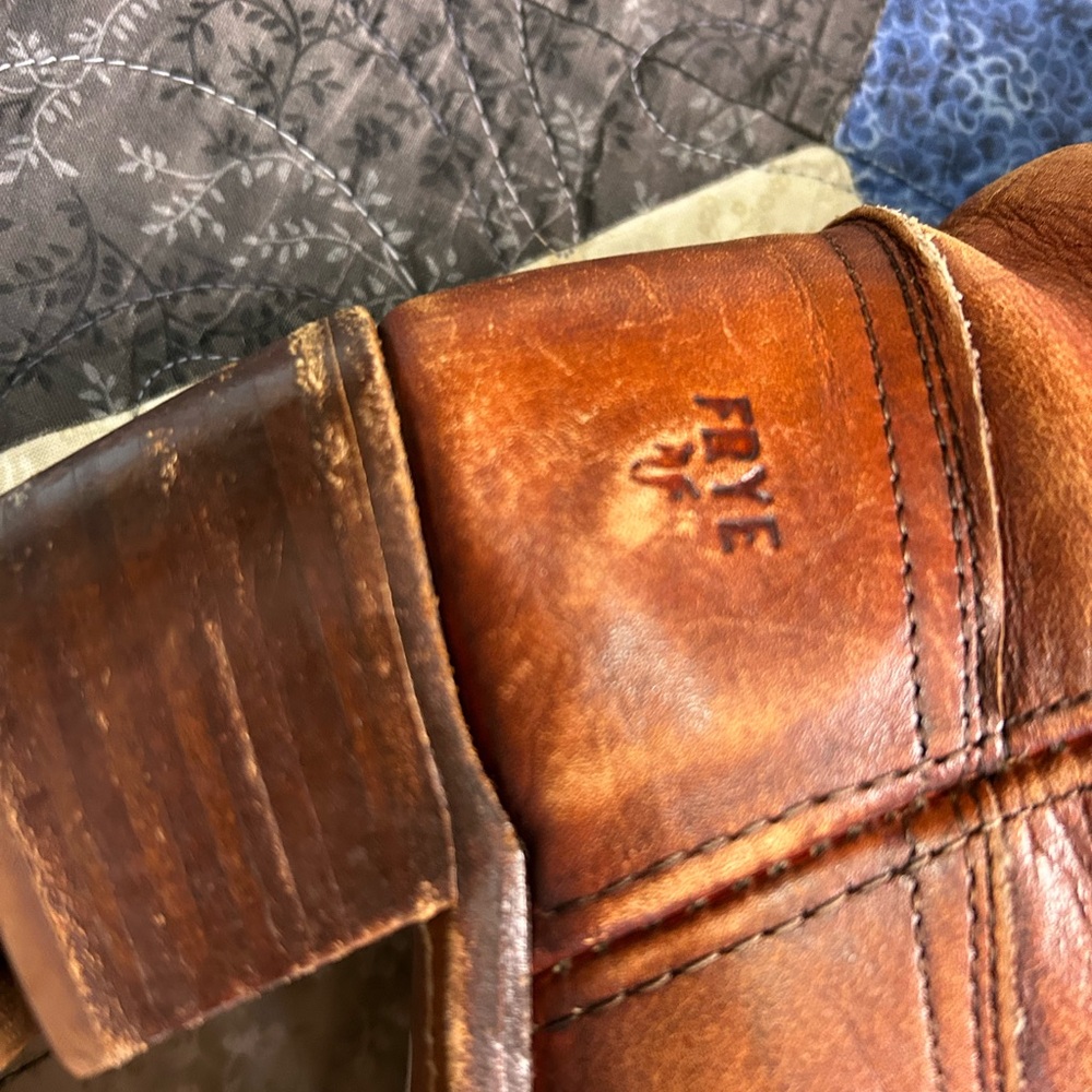 Vintage Frye Cognac Leather Heeled Campus Boots - Picture 12 of 12